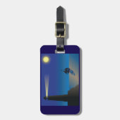 Leuchtturm und Segelboot am Nachmittag Mondlicht Gepäckanhänger (Vorderseite vertikal)