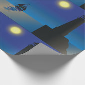 Leuchtturm und Segelboot am Nachmittag Mondlicht Geschenkpapier