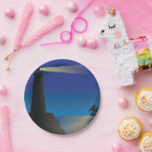 Leuchtturm und Segelboot am Nachmittag Mondlicht Pappteller (Party)