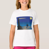 Leuchtturm und Segelboot am Nachmittag Mondlicht T-Shirt (Vorderseite)