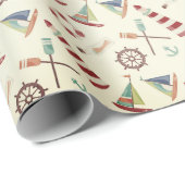 Leuchtturm und Segelboot Geschenkpapier (Rolleneckpunkt)