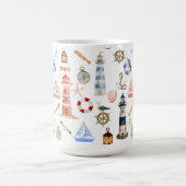 Leuchtturm und Segelboot Kaffeetasse (Mittel)
