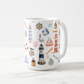 Leuchtturm und Segelboot Kaffeetasse (VorderseiteRechts)