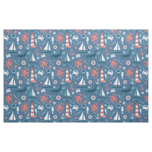 Leuchtturm und Segelboote, nautische Stoffe (Yard (91,4 cm))