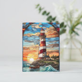 Leuchtturm und Sonnenuntergang Postkarte (Stehend Vorderseite)