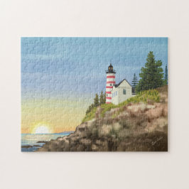 Leuchtturm und Sonnenuntergang Puzzle