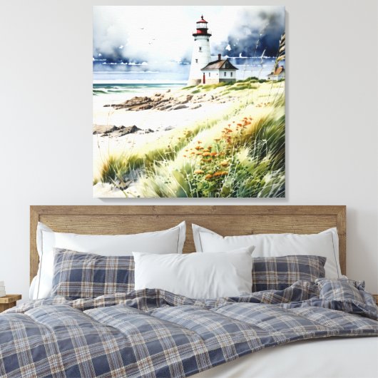 Leuchtturm und Strandlandschaft Leinwanddruck (Insitu (Schlafzimmer))
