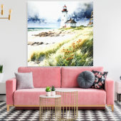 Leuchtturm und Strandlandschaft Leinwanddruck (Insitu (Wohnzimmer))