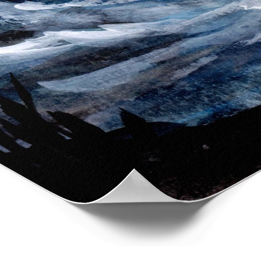 Leuchtturm und Wasserfarbe des Sturms Poster (Ecke)