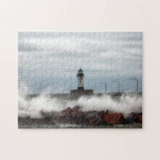 Leuchtturm und Waves Duluth Minnesota Jigsaw Puz Puzzle (Horizontal)