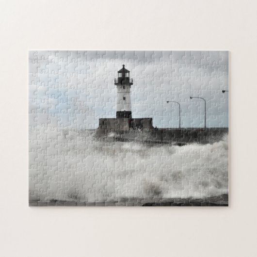 Leuchtturm und Waves Duluth Minnesota Puzzle (Horizontal)