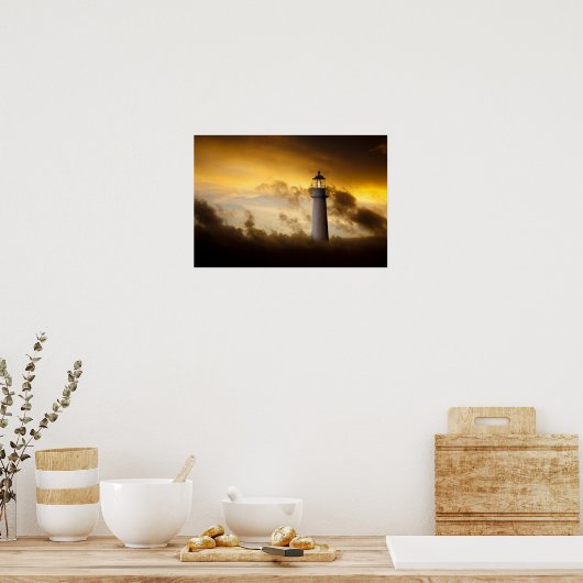 Leuchtturm unter Dramatischem Himmel Poster (Küche)