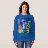 Leuchtturm unter einem Sternenhimmel Sweatshirt (Vorne ganz)