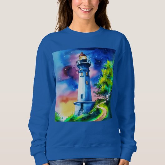 Leuchtturm unter einem Sternenhimmel Sweatshirt (Vorderseite)