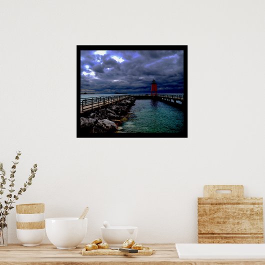 Leuchtturm unter Stormy Sky Poster (Küche)