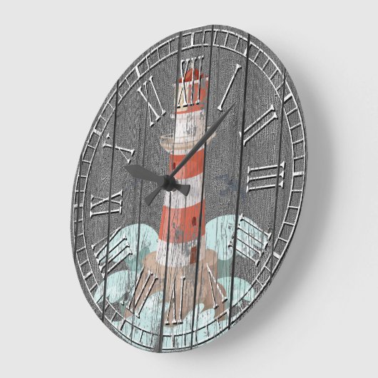 Leuchtturm verwitterte Kiefer Große Wanduhr (Winkel)