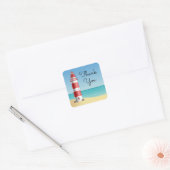 Leuchtturm Vielen Dank Beach Wedding Ocean Beach Quadratischer Aufkleber (Umschlag)
