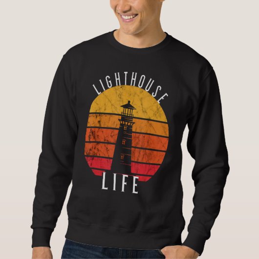 Leuchtturm Vintag Sunset Seaside Life Sailing Se Sweatshirt (Vorderseite)