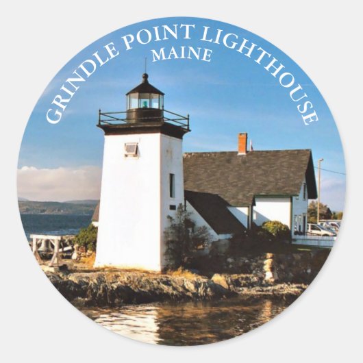 Leuchtturm von Grindle Point, Maine Round Stickers (Vorderseite)