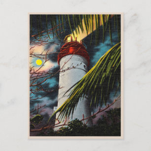 Leuchtturm von Key West bei Nacht in Vintage-Optik Postkarte