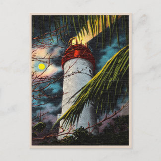 Leuchtturm von Key West bei Nacht in Vintage-Optik Postkarte