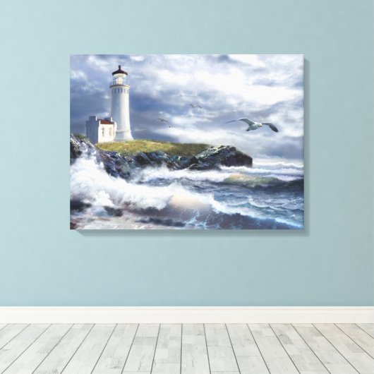 Leuchtturm von North Head am Vorabend eines Sturms Leinwanddruck (Insitu (Holzboden))