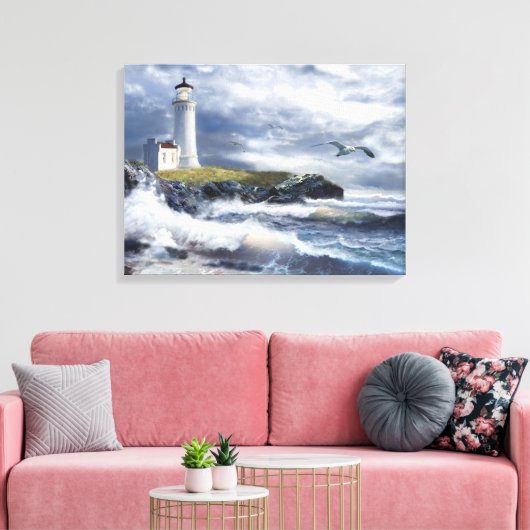 Leuchtturm von North Head am Vorabend eines Sturms Leinwanddruck (Insitu (Wohnzimmer))