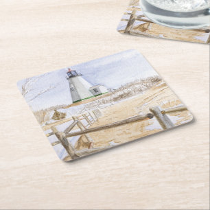 Leuchtturm von Plymouth Aquarell Rechteckiger Pappuntersetzer