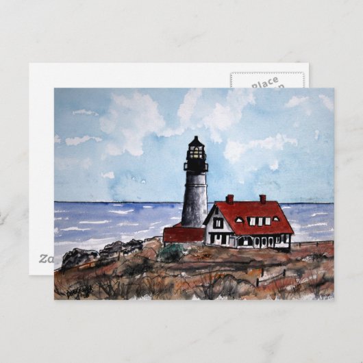 Leuchtturm von Portland Head Postkarte (Vorne/Hinten)