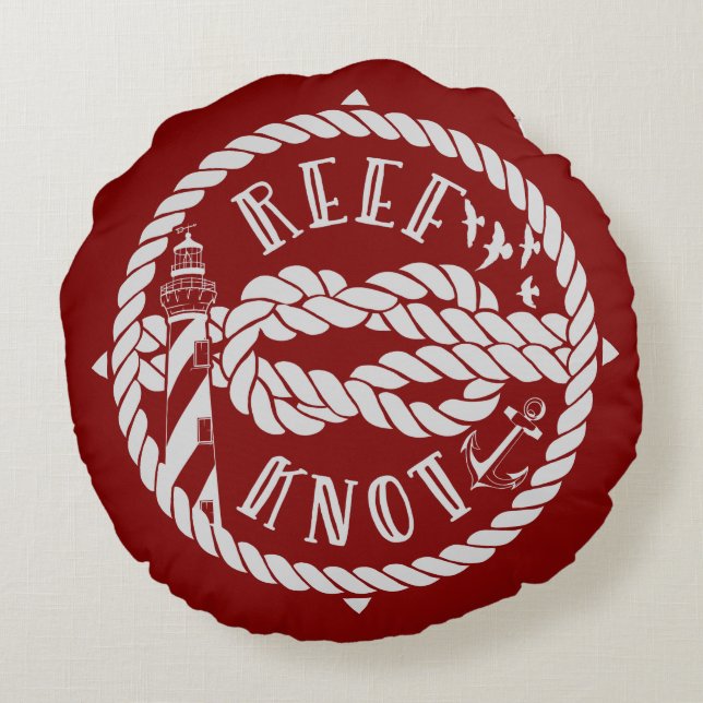 Leuchtturm von Reef Rundes Kissen (Rückseite)