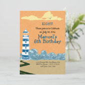 Leuchtturm von Sea Birthday Party Einladung (Stehend Vorderseite)