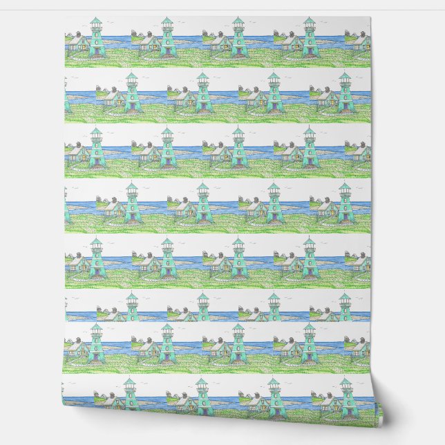 Leuchtturm Wallcover; Turqoise Tapete (Abrollen)