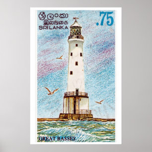 Leuchtturm-Wandkunst Vintage Sri Lanka Briefmarke Poster