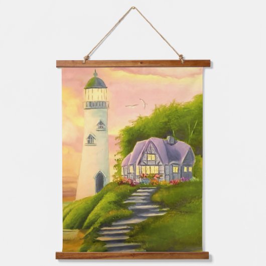 Leuchtturm Wandteppich Mit Holzrahmen (Vorderseite)