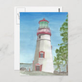 Leuchtturm Wasserfarben Postkarte (Vorne/Hinten)