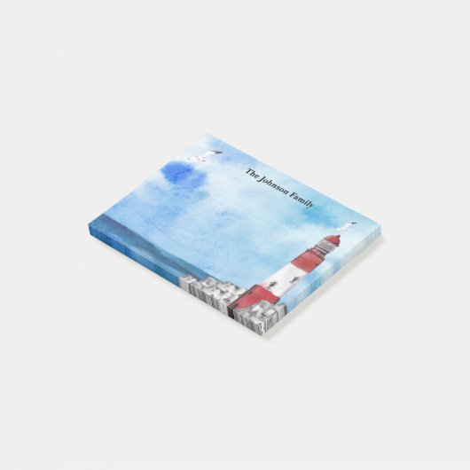 Leuchtturm Wasserfarbene Szene Art Kleine Geschenk Post-it Klebezettel (angewinkelt)