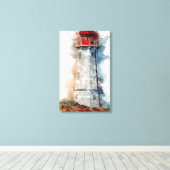 Leuchtturm Wasserfarbener Ozean Leinwanddruck (Insitu (Holzboden))