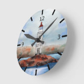 Leuchtturm Wasserfarbener Ozean Uhr (Winkel)