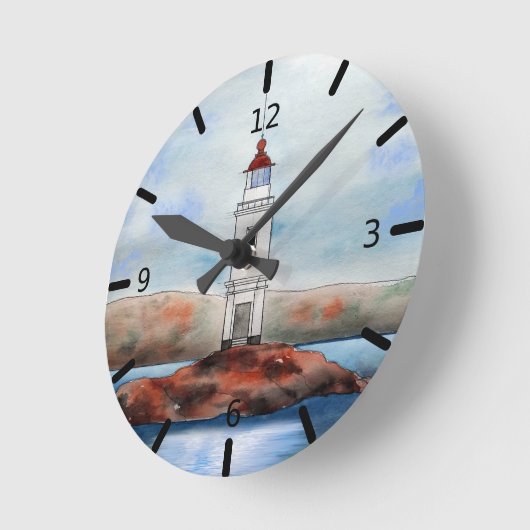 Leuchtturm Wasserfarbener Ozean Uhr (Winkel)