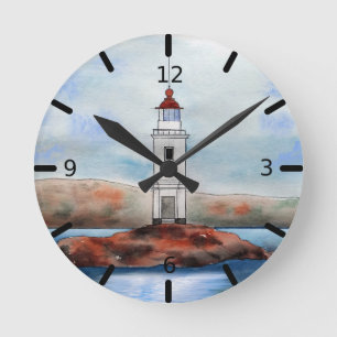 Leuchtturm Wasserfarbener Ozean Uhr