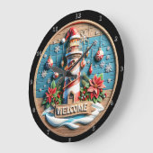 Leuchtturm Weihnachten Große Wanduhr (Winkel)