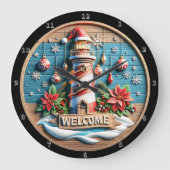 Leuchtturm Weihnachten Große Wanduhr (Vorderseite)
