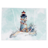 Leuchtturm Weihnachtsküste Urlaub Große Geschenktüte (Rückseite)
