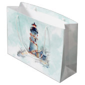 Leuchtturm Weihnachtsküste Urlaub Große Geschenktüte (Rückseite Schrägansicht)