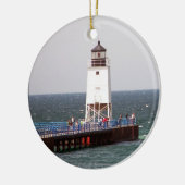 Leuchtturm-Weihnachtsverzierung Keramikornament (Links)