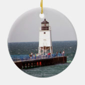 Leuchtturm-Weihnachtsverzierung Keramikornament (Hinten)