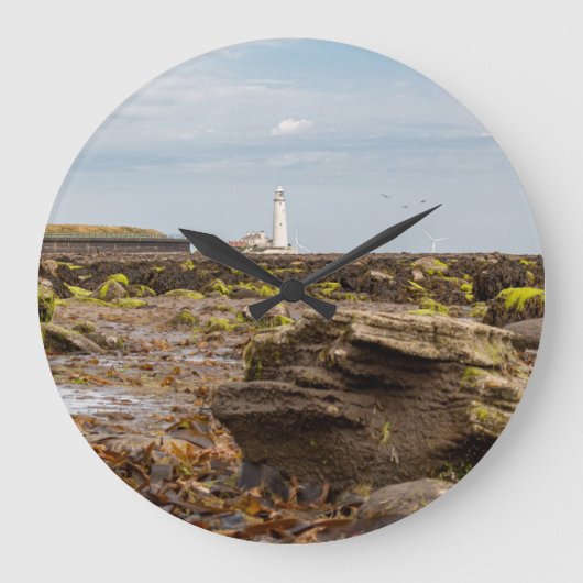 Leuchtturm Whitley Bay Große Wanduhr (Vorderseite)