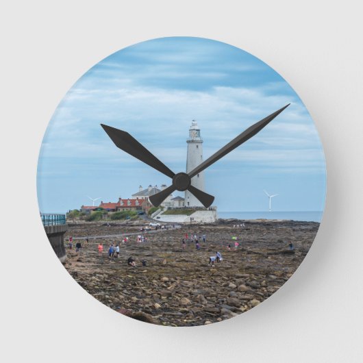 Leuchtturm Whitley Bay Runde Wanduhr (Vorderseite)
