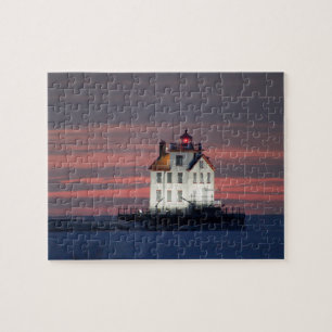 Leuchtturm Winter Sunset Puzzle