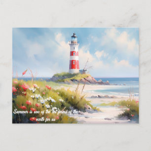 Leuchtturm Wolkenkratzer und Strand Postkarte
